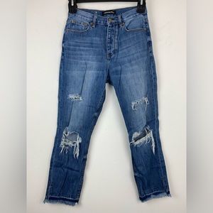 Neon Blonde size 26 Women’s Blue Distressed Denim High Rise Siren Mum Fit Jeans